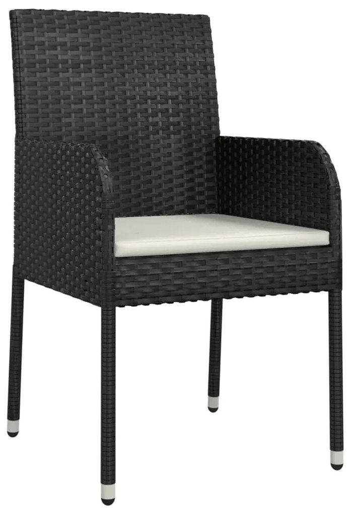 9 pcs conjunto de jantar p/ jardim c/ almofadões vime PE preto