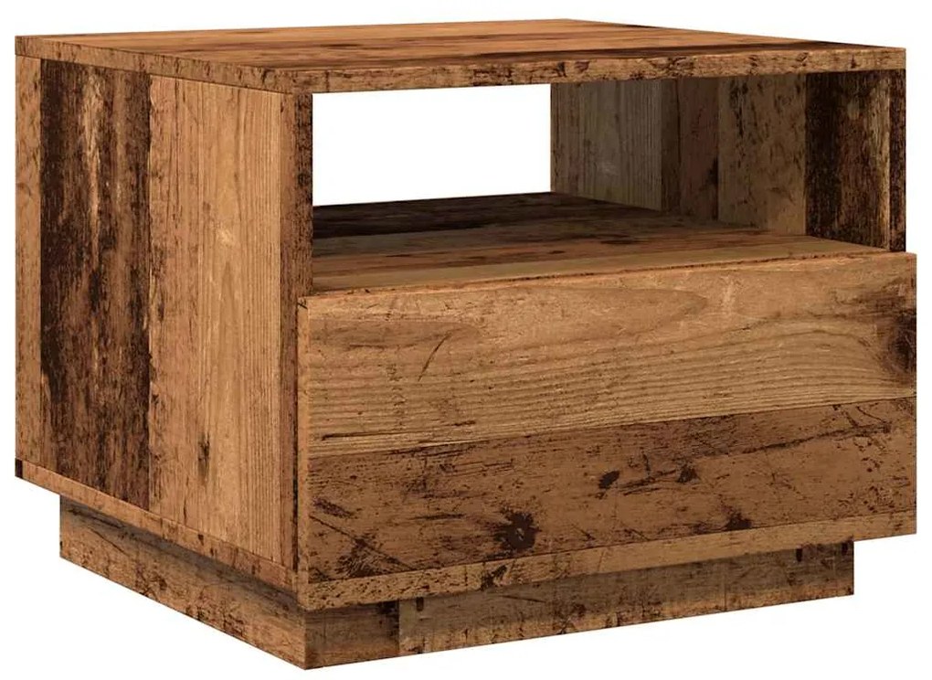 Mesa de centro com luzes LED 50x49x40 cm madeira velha