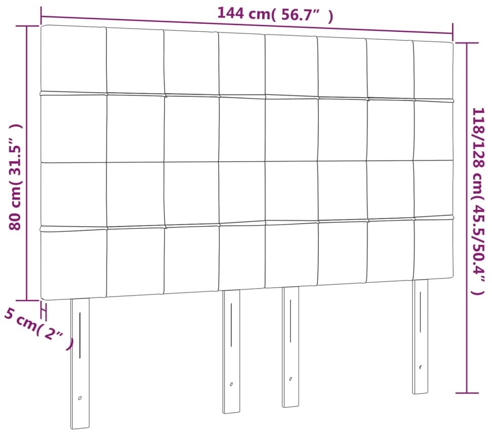 Cabeceira de cama c/ LED veludo 144x5x118/128 cm cinza-escuro