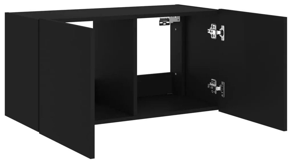 Móvel de parede para TV com luzes LED 80x35x41 cm preto