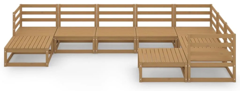 9 pcs conjunto lounge de jardim pinho sólido castanho mel