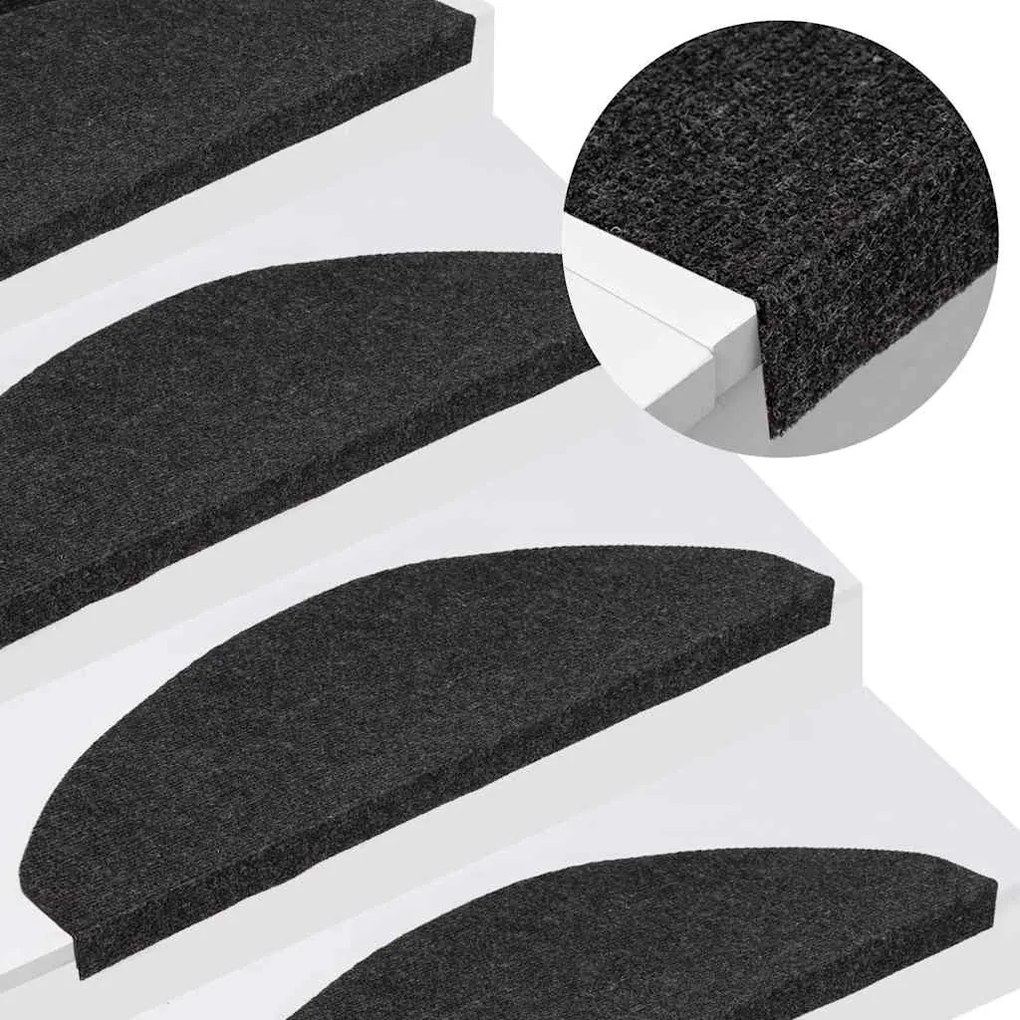 Tapetes de escada adesivos 30 pcs 65x22,5x3,5 cm preto