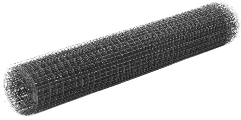 Cerca arame galinheiro 25x1 m aço c/ revestimento PVC cinzento