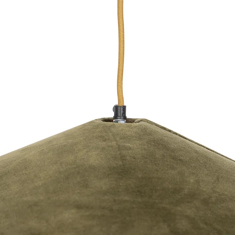 Candeeiro de suspensão rústico verde veludo com ráfia 60cm - Frills Can Country / Rústico,Oriental