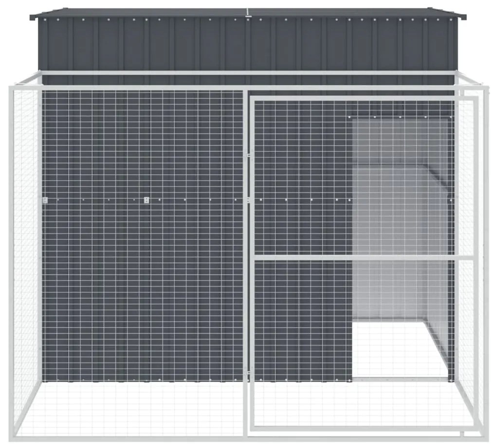 Casota p/ cães c/ parque 214x253x181 cm aço galvaniz. antracite