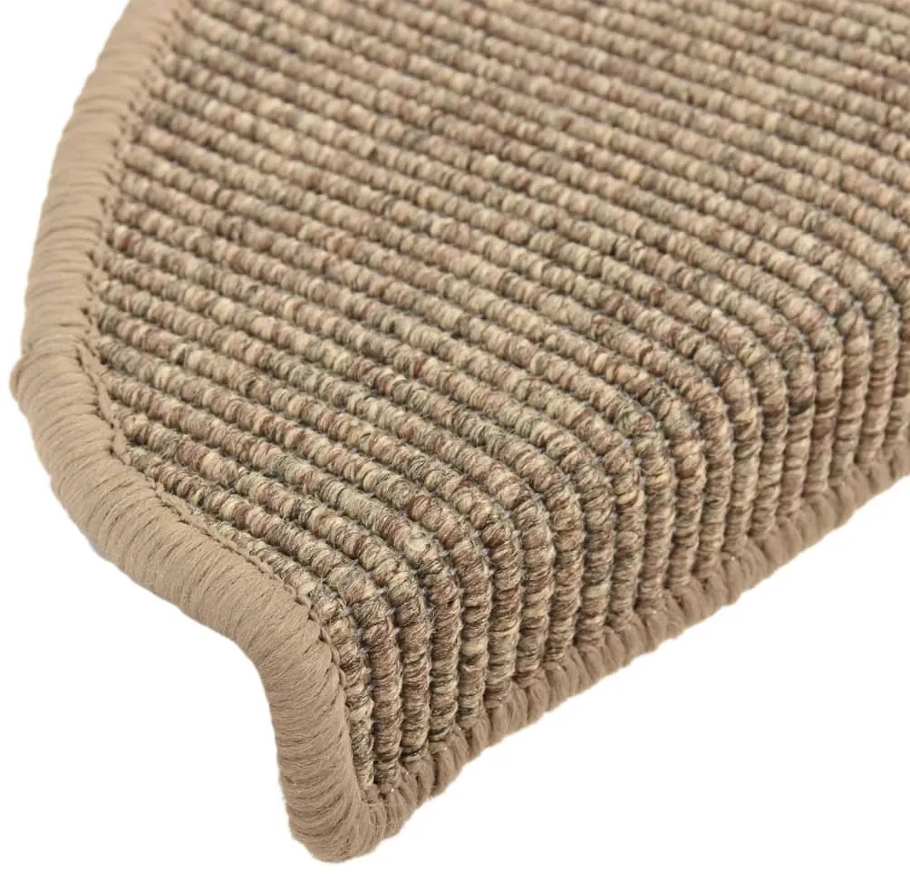 Tapetes de escada autoadesivos 15 pcs 65x21x4 cm bege-escuro