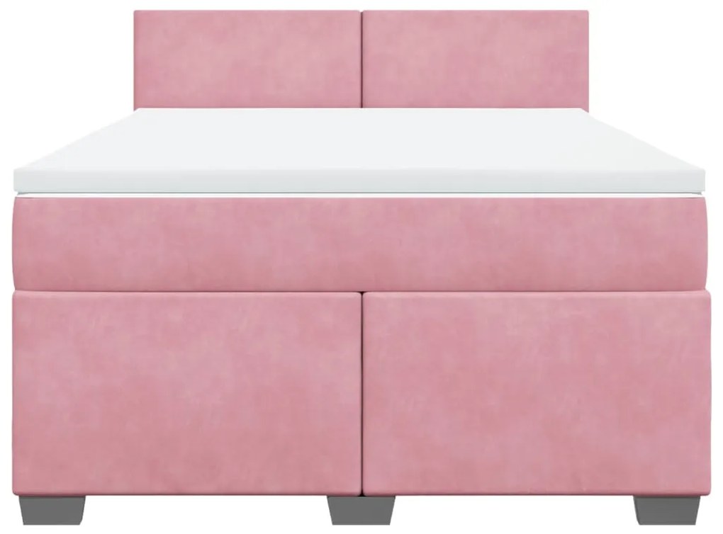 Cama com molas/colchão 160x200 cm veludo rosa