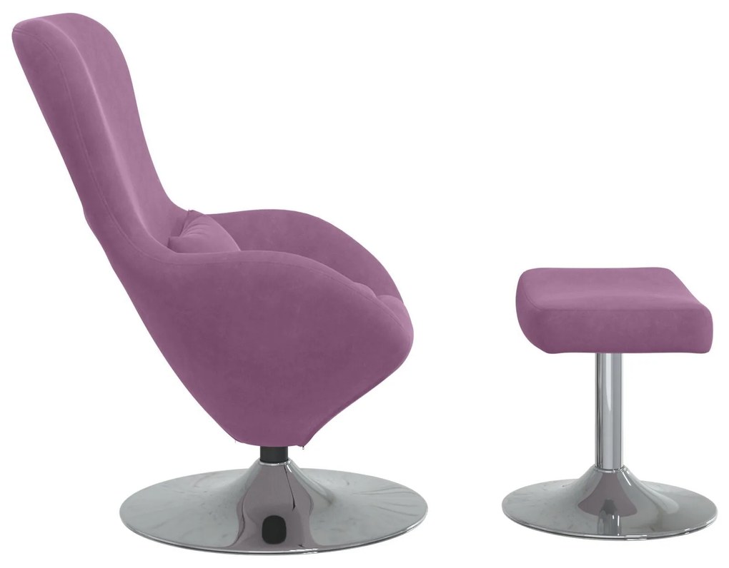 Poltrona Egg vidaXL com Puff em Veludo Roxo