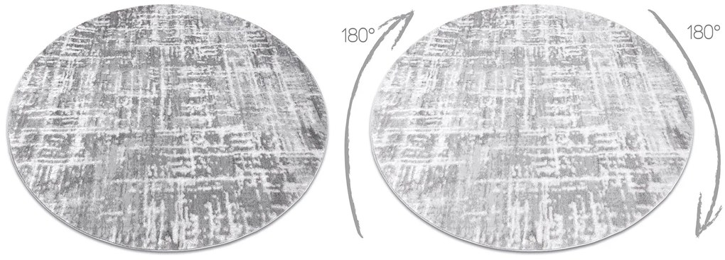 Tapete MEFE moderno Circulo 8722 Linhas vintage - Structural dois níveis de lã cinza cinzento / branco