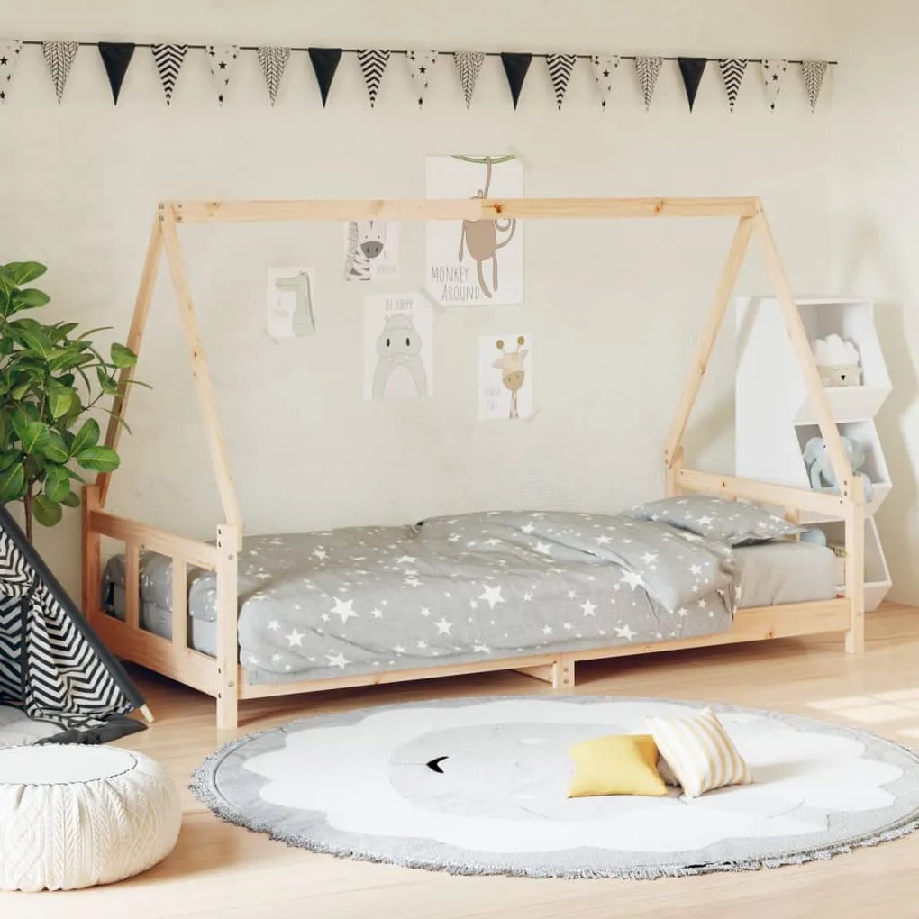 vidaXL Estrutura de cama infantil 90x190 cm madeira de pinho maciça