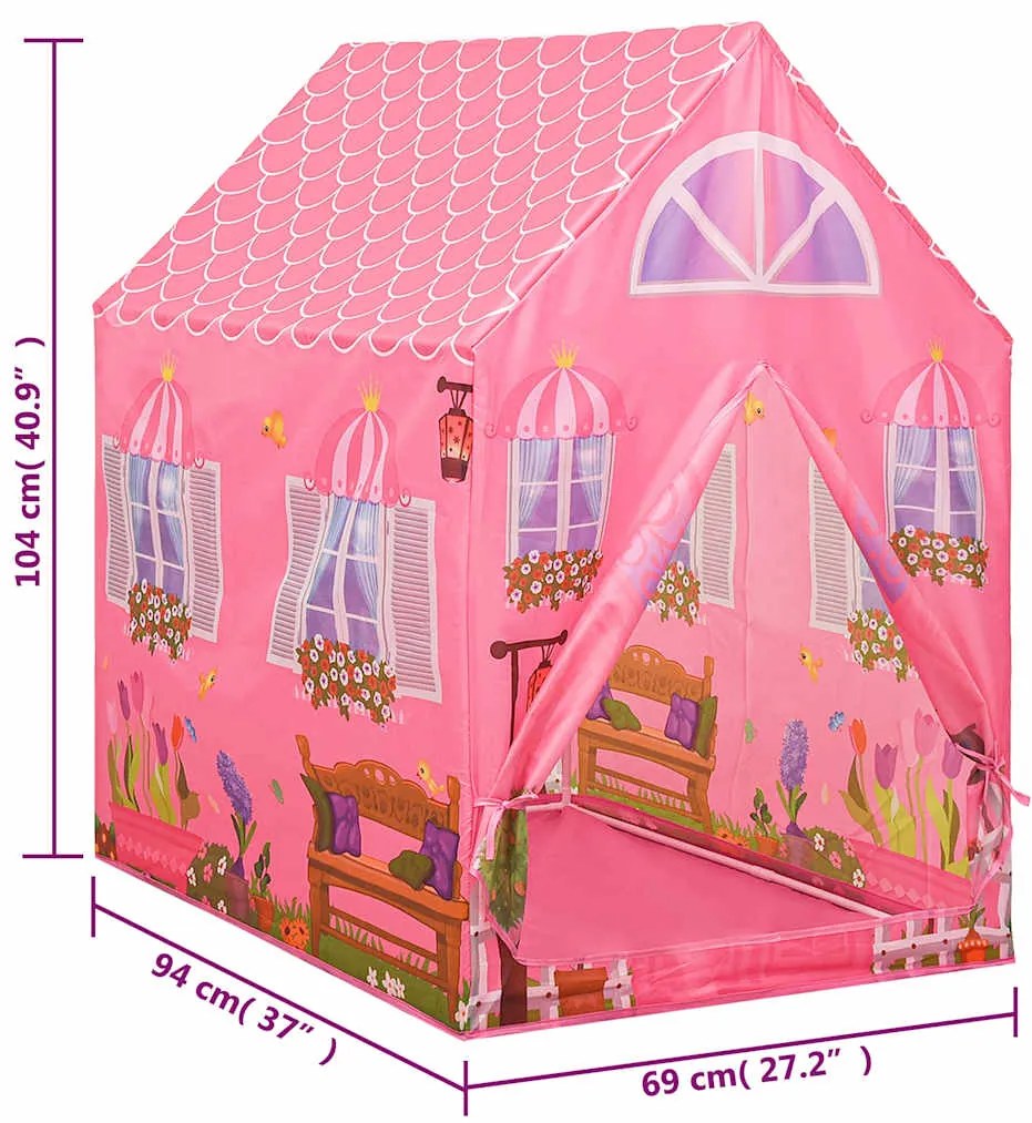 Tenda de brincar infantil 69x94x104 cm rosa
