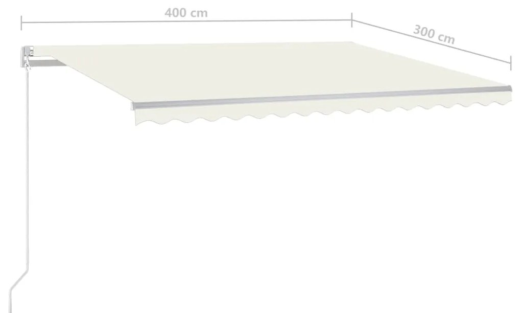 Toldo retrátil automático com postes 4x3 m cor creme