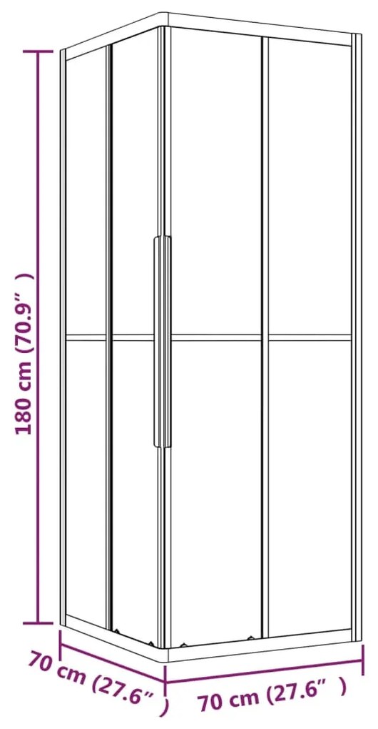 Cabine de duche ESG opaco 70x70x180 cm