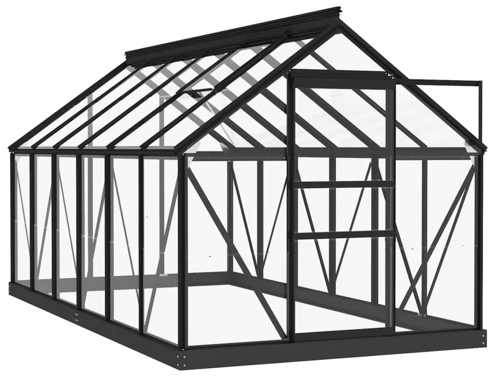 Estufa 155x298x191 cm alumínio e vidro antracite