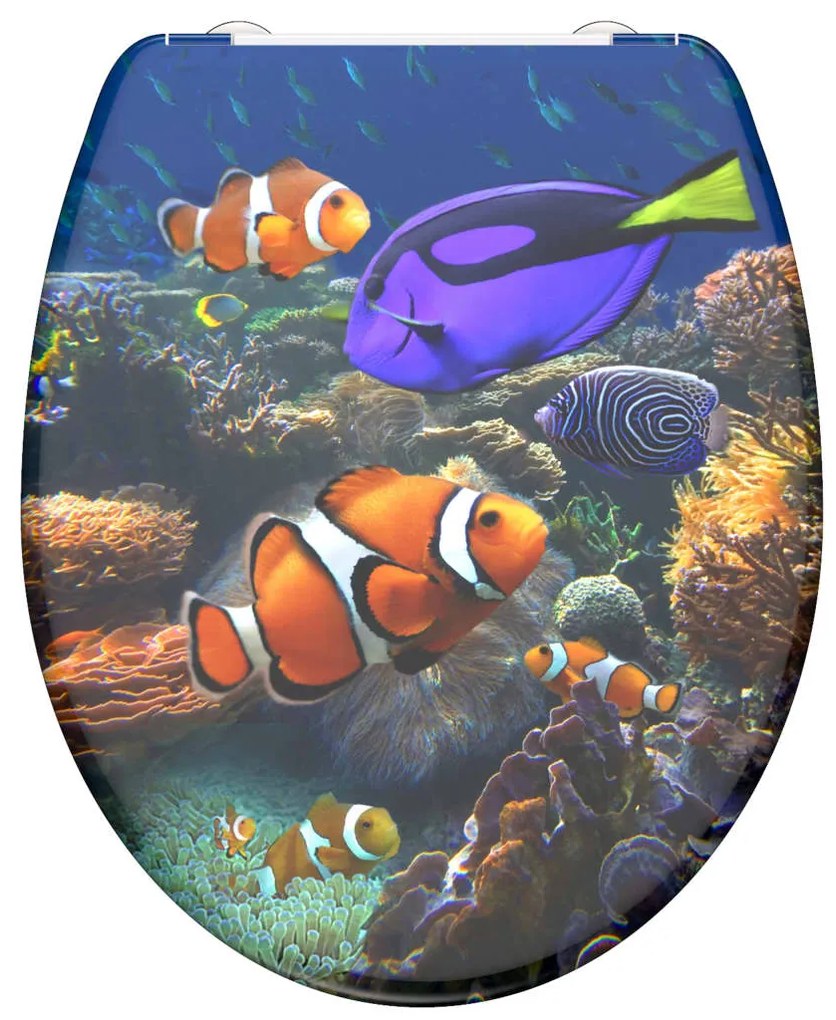 435105 SCHÜTTE Assento de sanita c/ fecho suave SEA LIFE duroplast estampado
