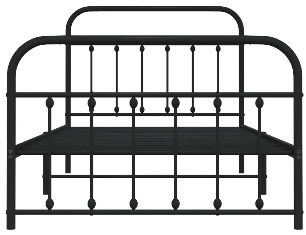 Estrutura de cama com cabeceira e pés 107x203 cm metal preto