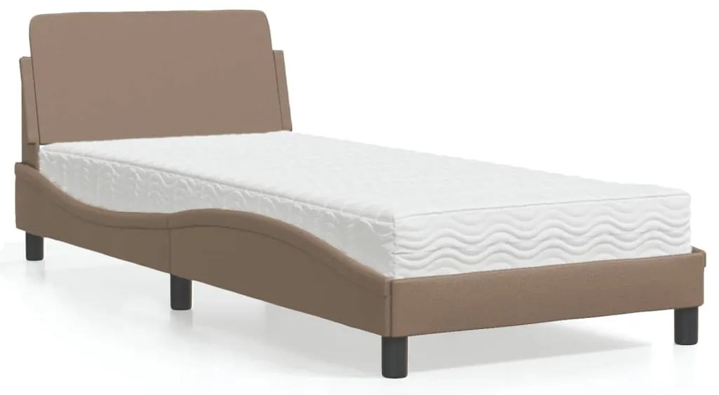 Cama com colchão 90x190 cm couro artificial cappuccino