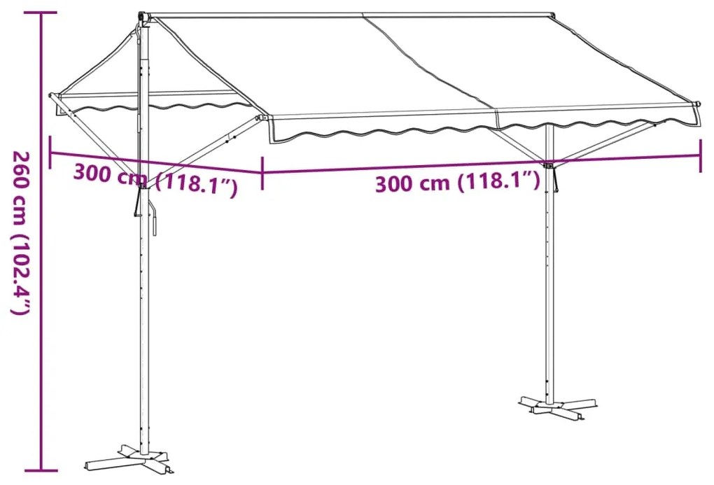 Toldo de pé 300x300 cm tecido e aço azul e branco