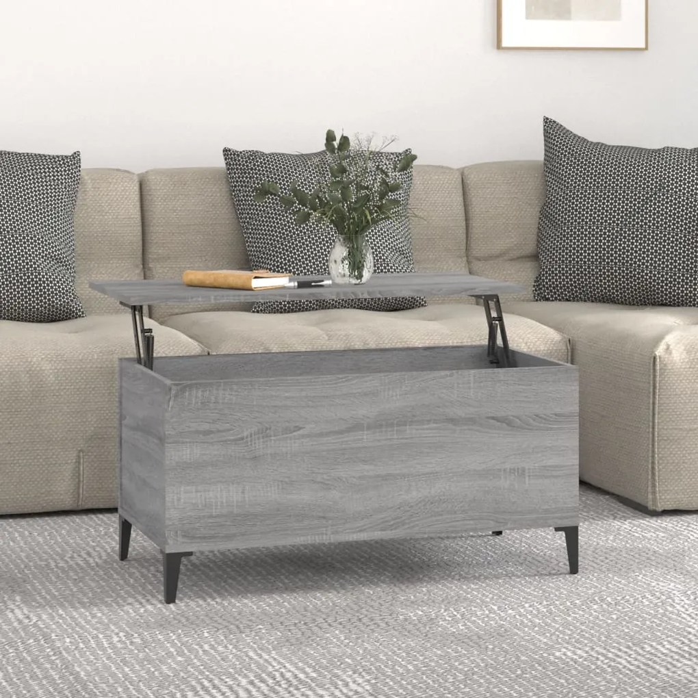vidaXL Mesa de centro 90x44,5x45 cm derivados de madeira cinza sonoma