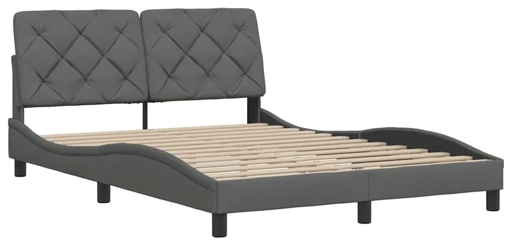 Estrutura de cama sem colchão 120x200 cm tecido cinzento-escuro
