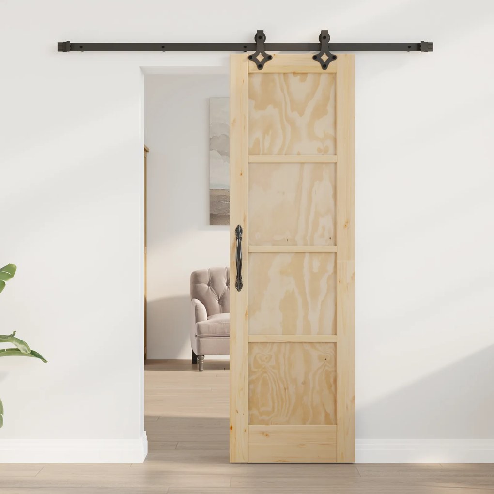 Porta Deslizante vidaXL com Conjunto de Hardware 61x198.5 cm Madeira S