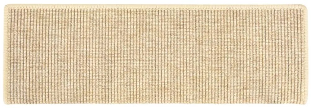 Tapetes escada adesivos aspeto sisal 15pcs 65x21x4cm bege-claro