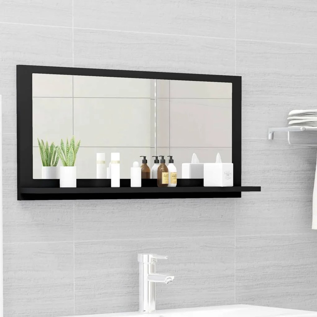vidaXL Espelho de casa de banho 80x10,5x37 cm contraplacado preto