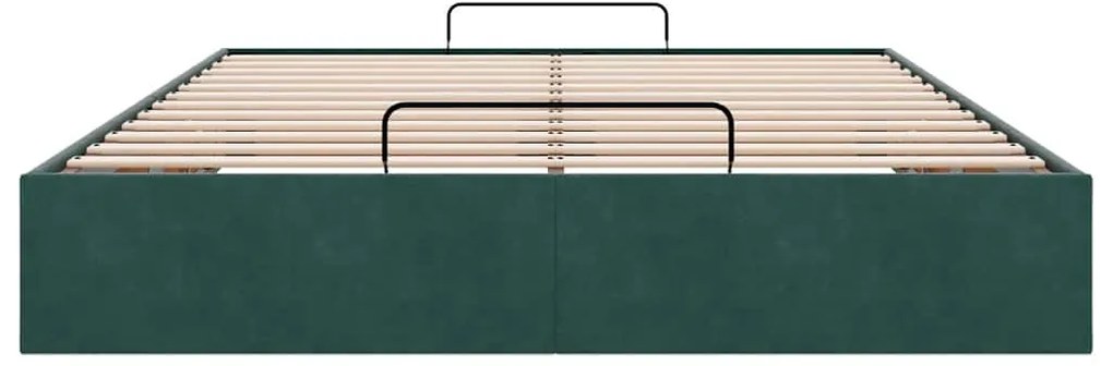 Estrutura de cama otomana sem colchão 140x200 cm verde escuro