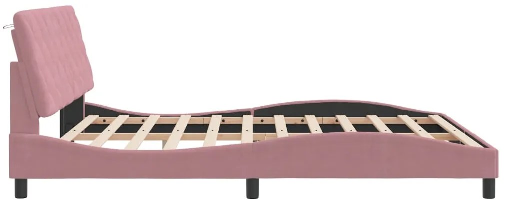 Estrutura de cama c/ cabeceira 180x200 cm veludo rosa