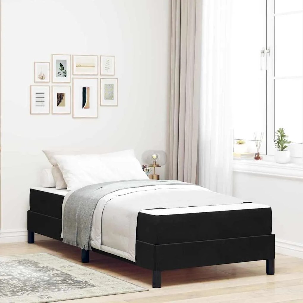 vidaXL Cama Box com colchão Preto 90 x 220 cm tecido