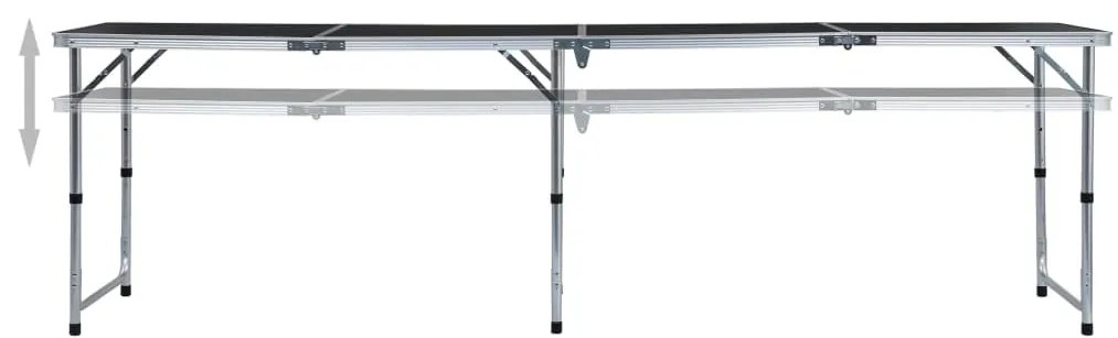 Mesa de campismo dobrável 240x60 cm alumínio cinzento