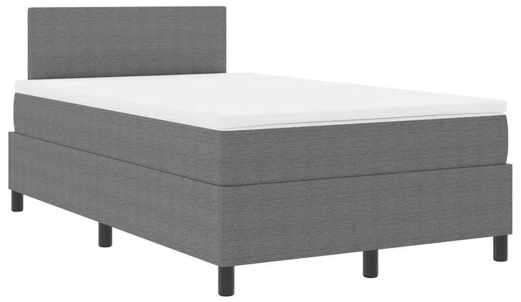 Cama Box Spring com Colchão &amp; LED Cinza Claro 120x200 cm Tecido de Vel