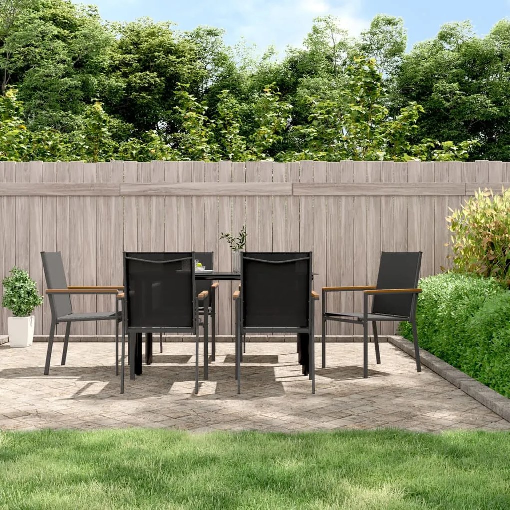 Cadeiras de jardim 6 pcs 55x61,5x90 textilene e aço preto