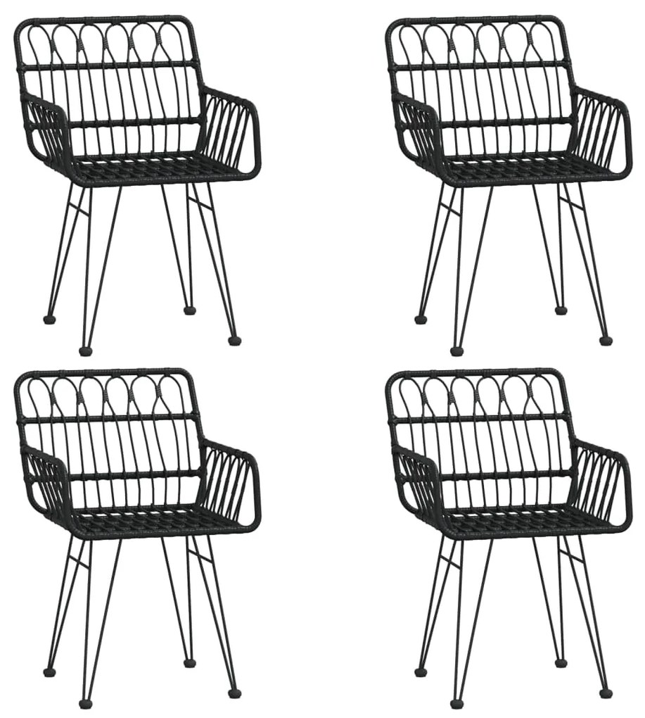 5 pcs conjunto de jantar p/ jardim vime PE preto