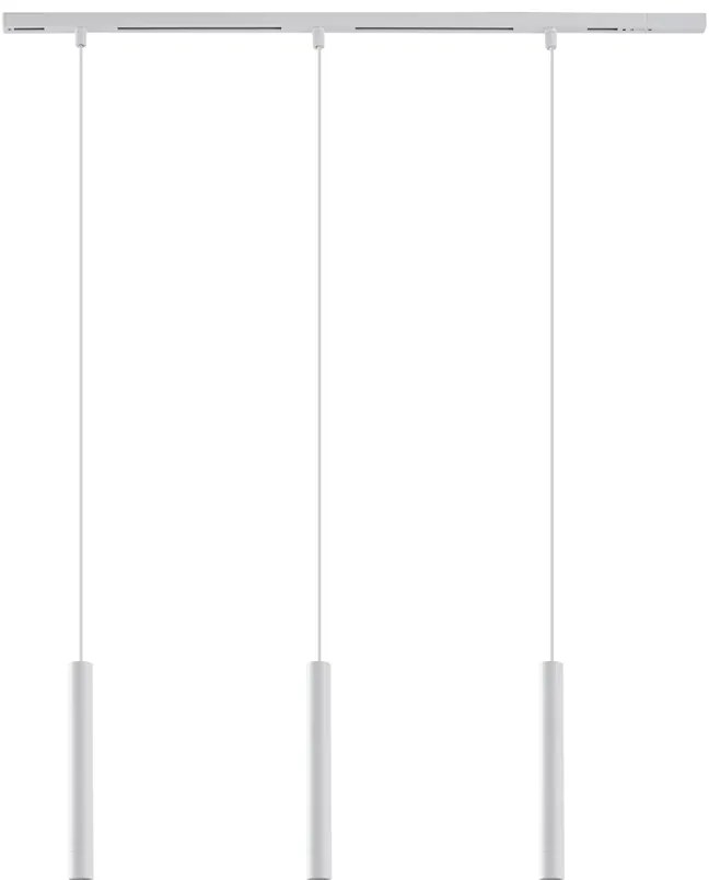 Sistema de iluminação de trilho moderno com 3 pendentes brancas monofásicas - Slimline Keno