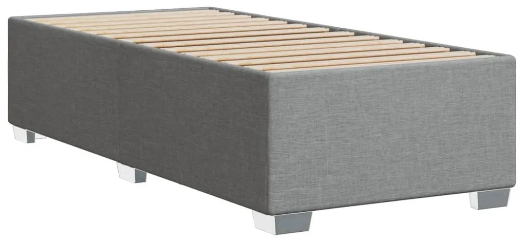 Estrutura de cama sem colchão 100x200 cm tecido cinzento-claro