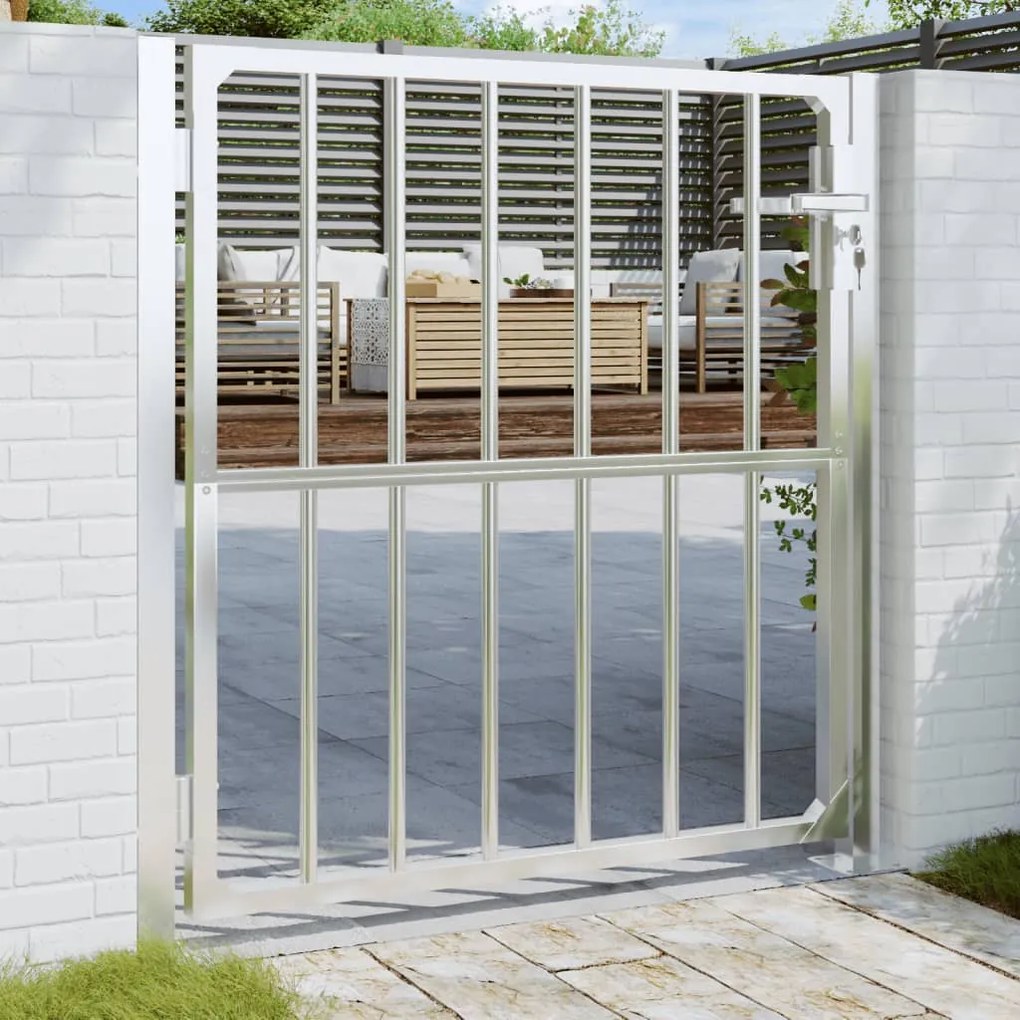 vidaXL Portão de jardim 85x95 cm aço inoxidável