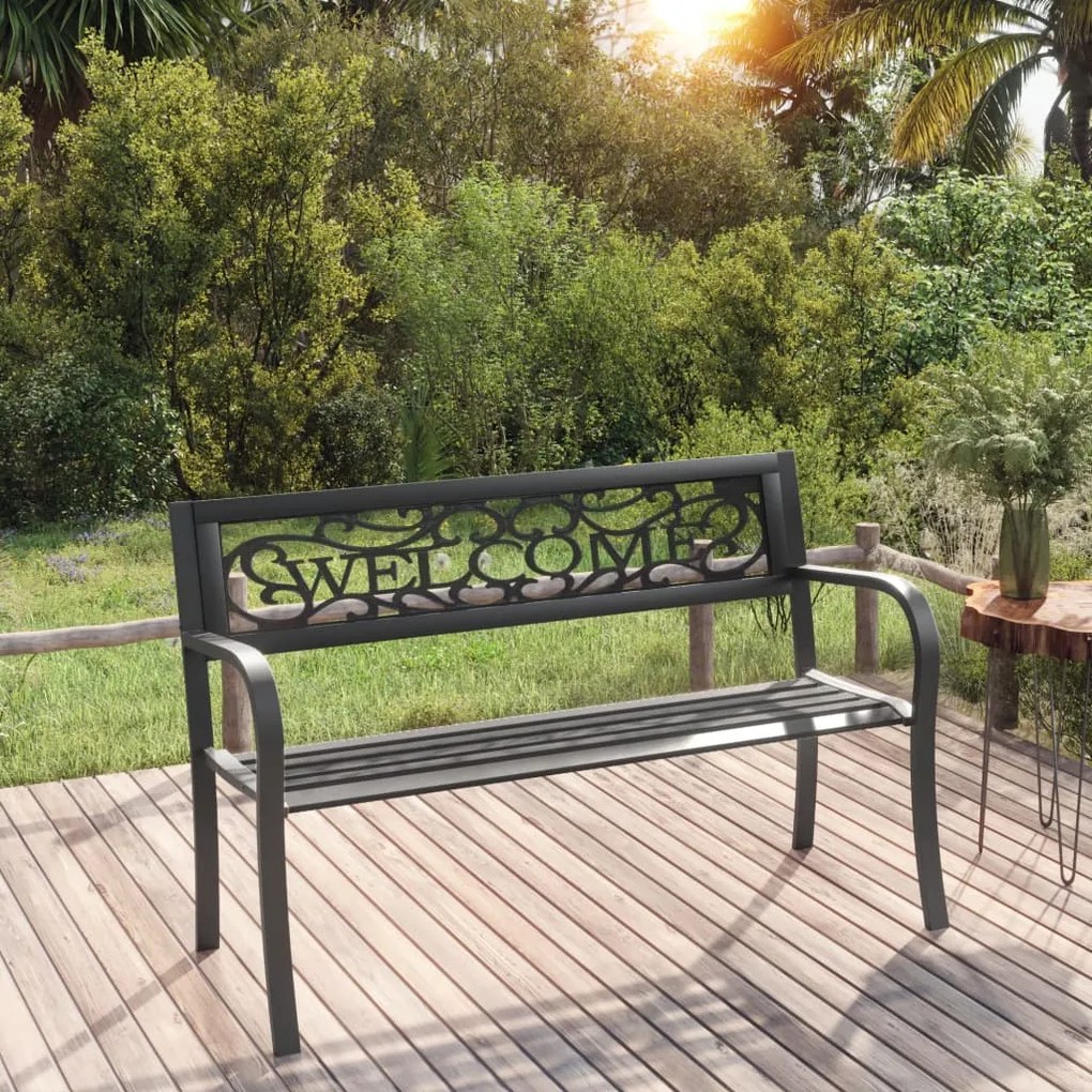 vidaXL Banco de jardim 125 cm aço preto