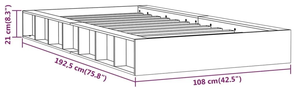 Estrutura de cama solteiro 90x190 cm madeira maciça