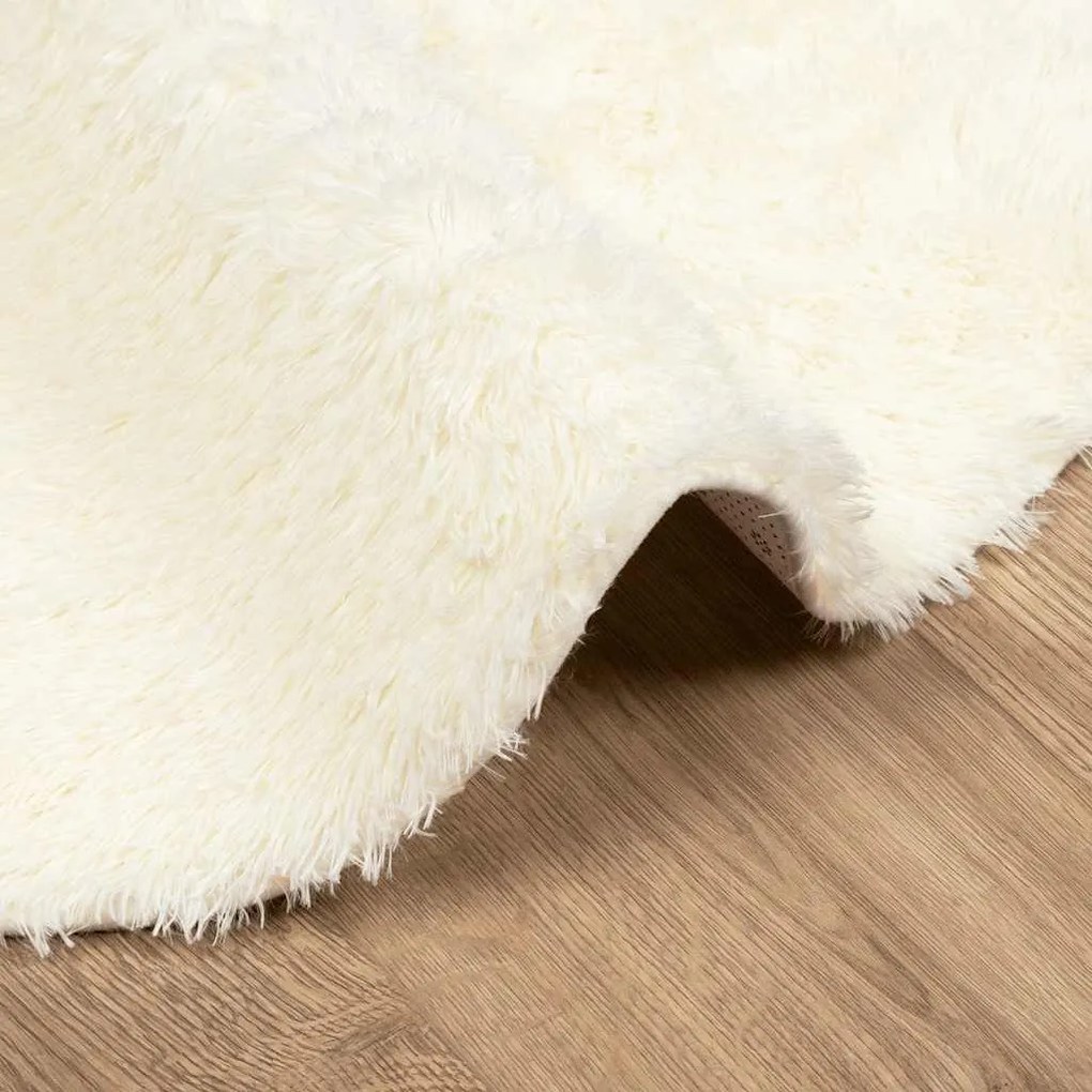 Tapete shaggy de pelo alto NAVARRA 120x120 cm poliéster creme