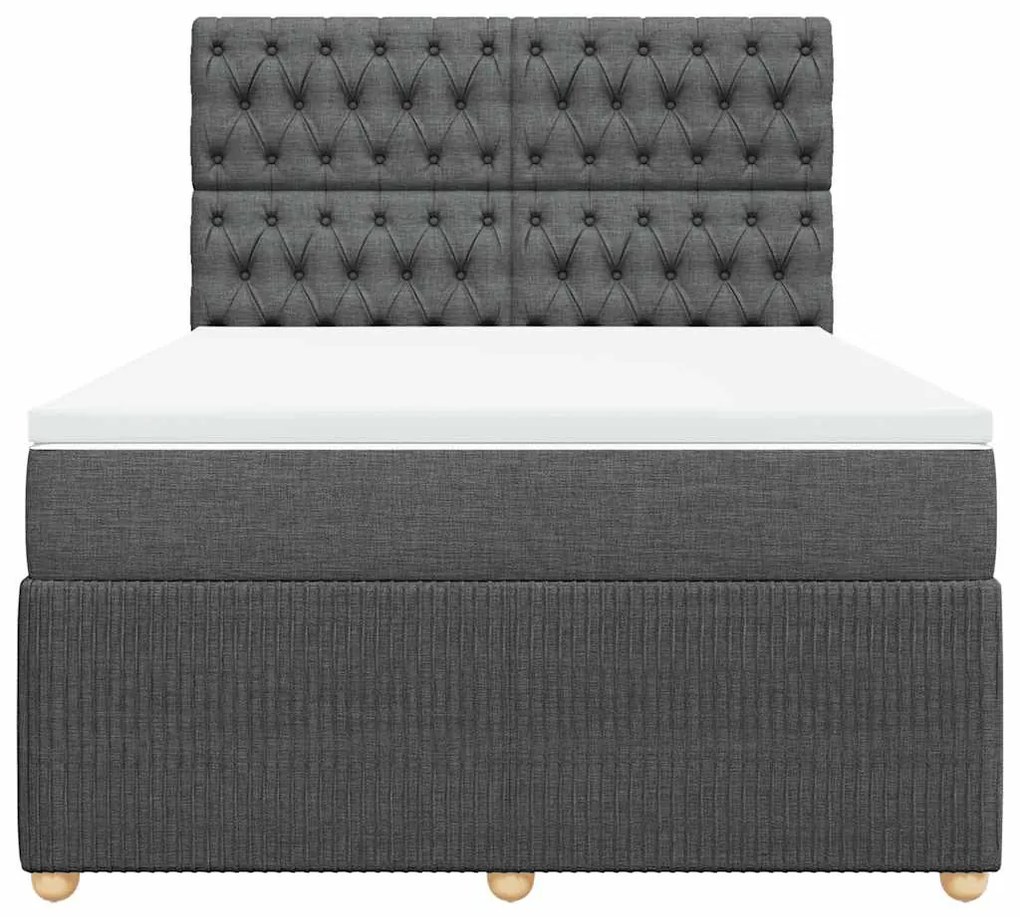 Cama com molas/colchão 140x200 cm tecido cinzento-escuro
