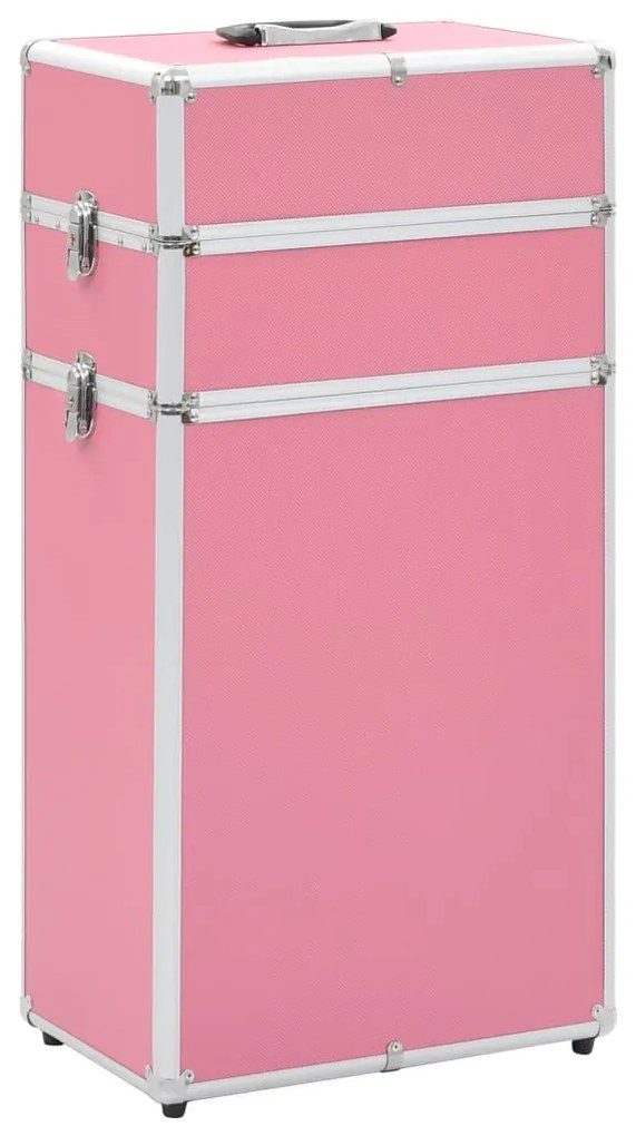 91820 vidaXL Trólei de maquilhagem alumínio cor-de-rosa