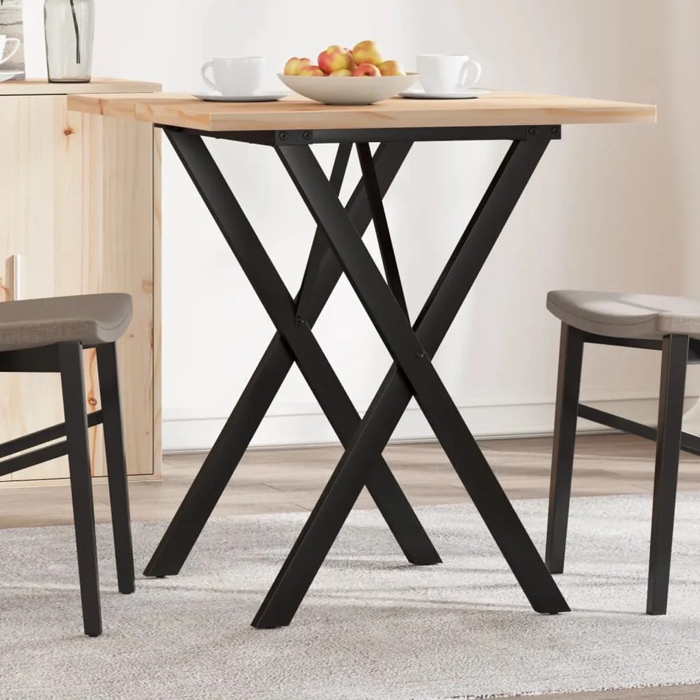 Mesa de jantar estrutura em X 70x70x75,5 cm pinho/aço