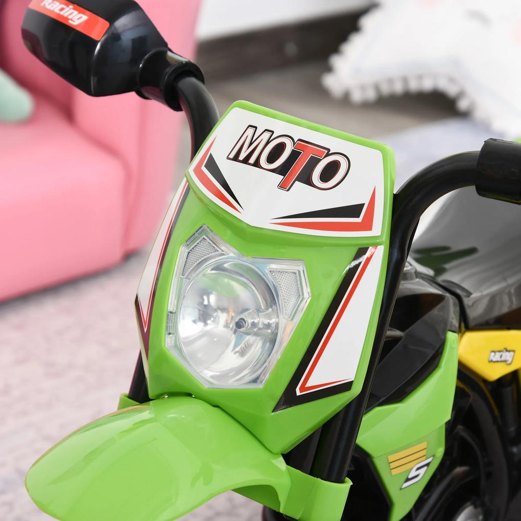 Moto infantil para crianças acima de 18 meses com 3 rodas Música e farol 71x40x51 cm Verde