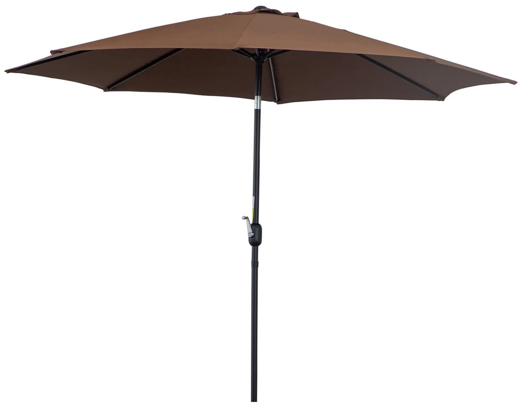 Outsunny Chapéu de Sol de Jardim Ø295x250cm com Manivela Chapéu de Sol Exterior com Mecanismo de Inclinação e Mastro Desmontável de Metal para Terraço Piscina Pátio Café