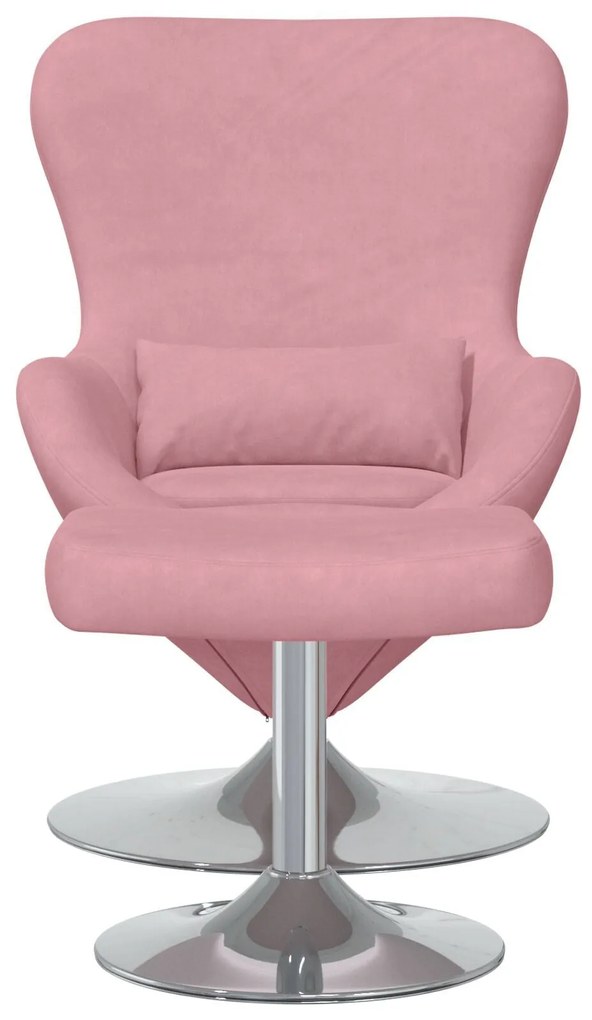 Cadeira de Ovo vidaXL com Puff Veludo Rosa