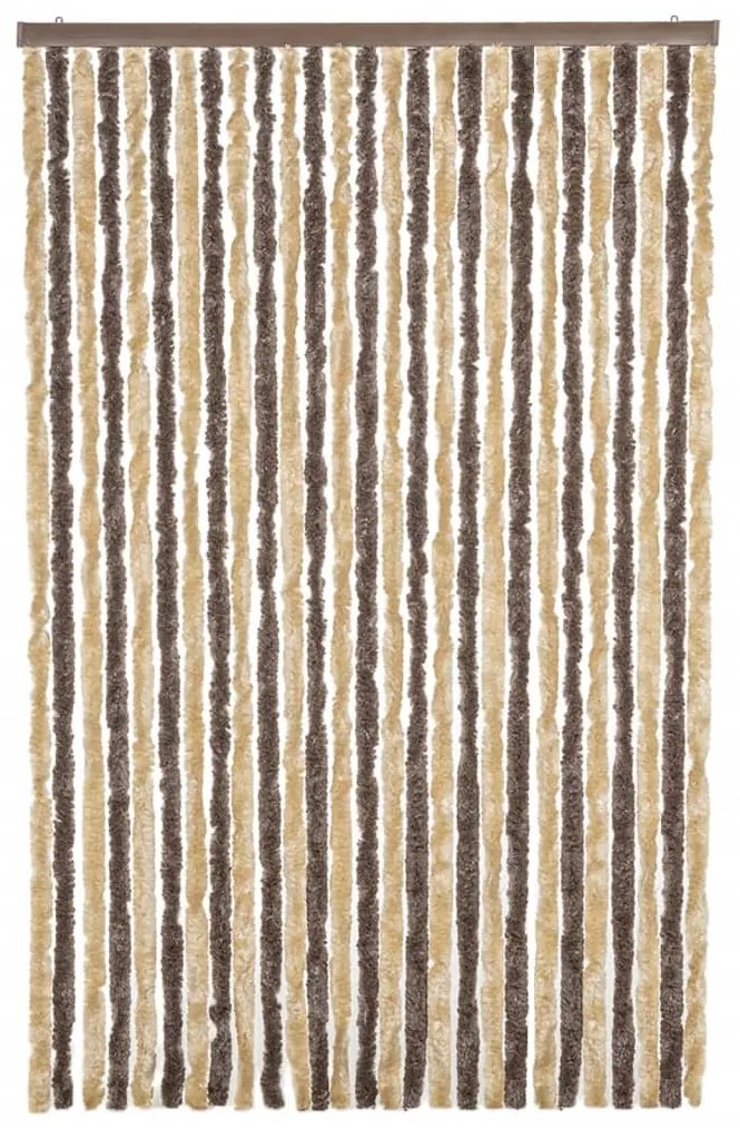 Cortina anti-insetos 118x220 cm chenille castanho-escuro e bege