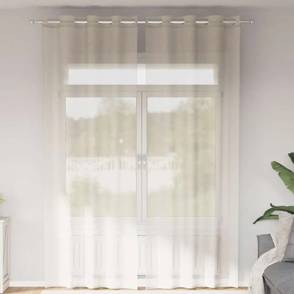 vidaXL Cortinas de voile com ilhós 2 pcs creme 140x300 cm