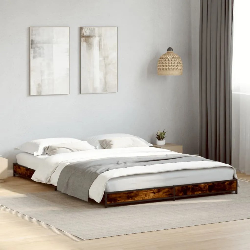 vidaXL Estrutura cama 120x190 cm derivados de madeira/metal
