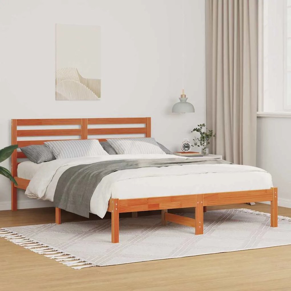 vidaXL Estrutura da Cama com cabeceira Marrom Cera 120 x 190 cm